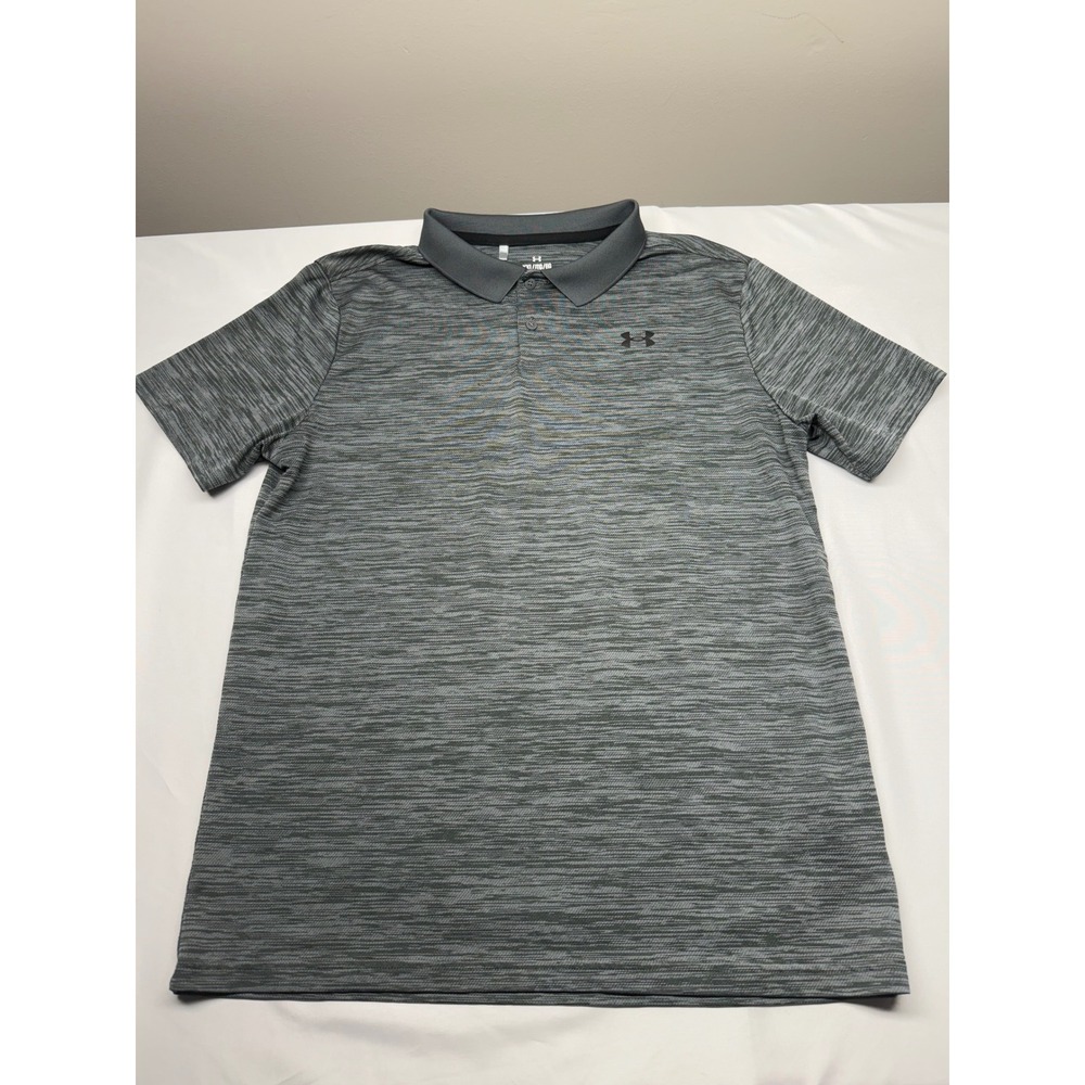 Under Armour Youth Golf Polo Shirt Grey Heather Short‎ Sleeve YXL